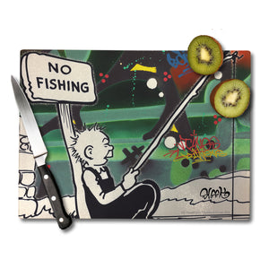 A Fine Day For Fishing Glass Chopping Board